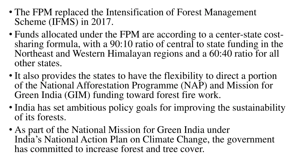 the fpm replaced the intensification of forest