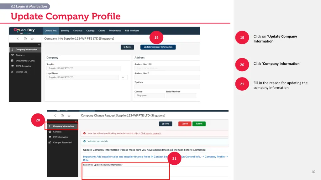 click on update company information