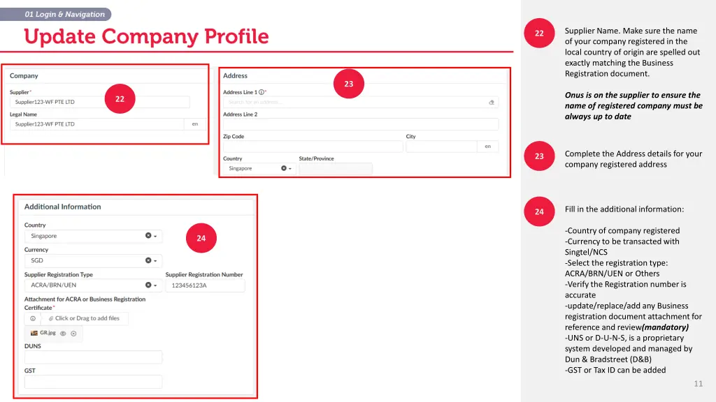 supplier name make sure the name of your company