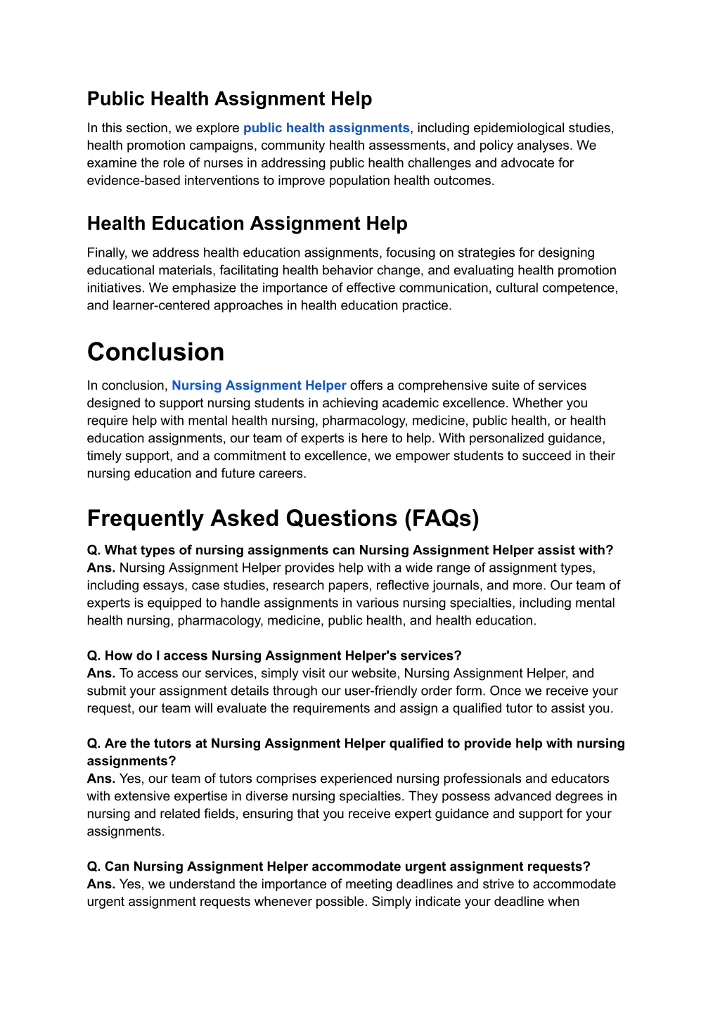 public health assignment help