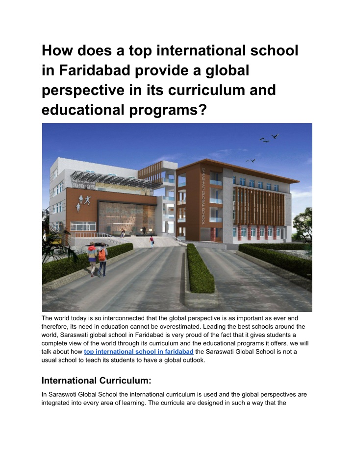 how does a top international school in faridabad