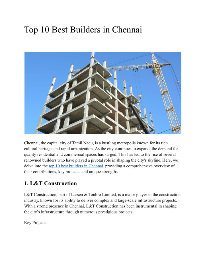 top 10 best builders in chennai