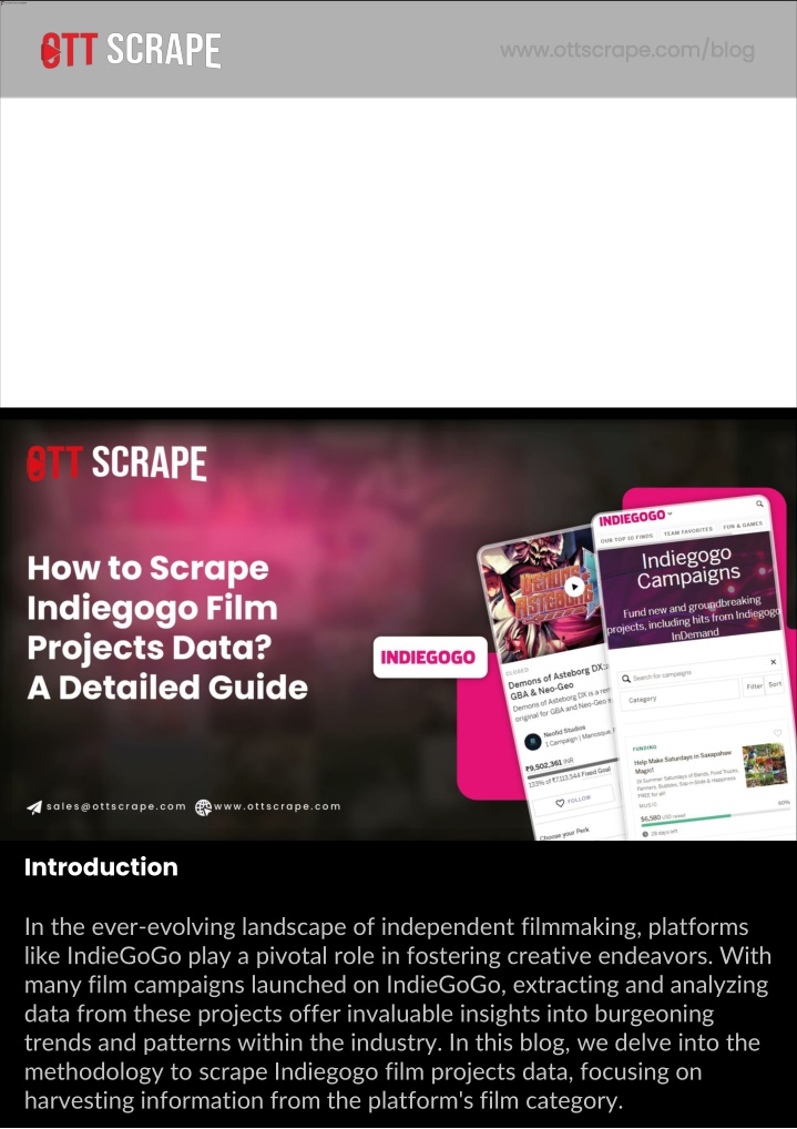 how to scrape indiegogo film projects data