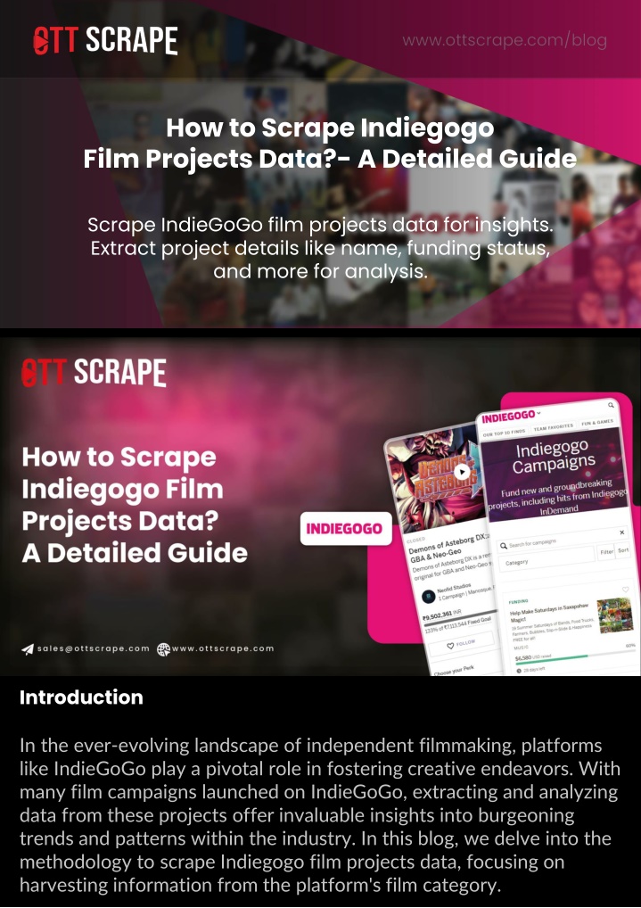 how to scrape indiegogo film projects data