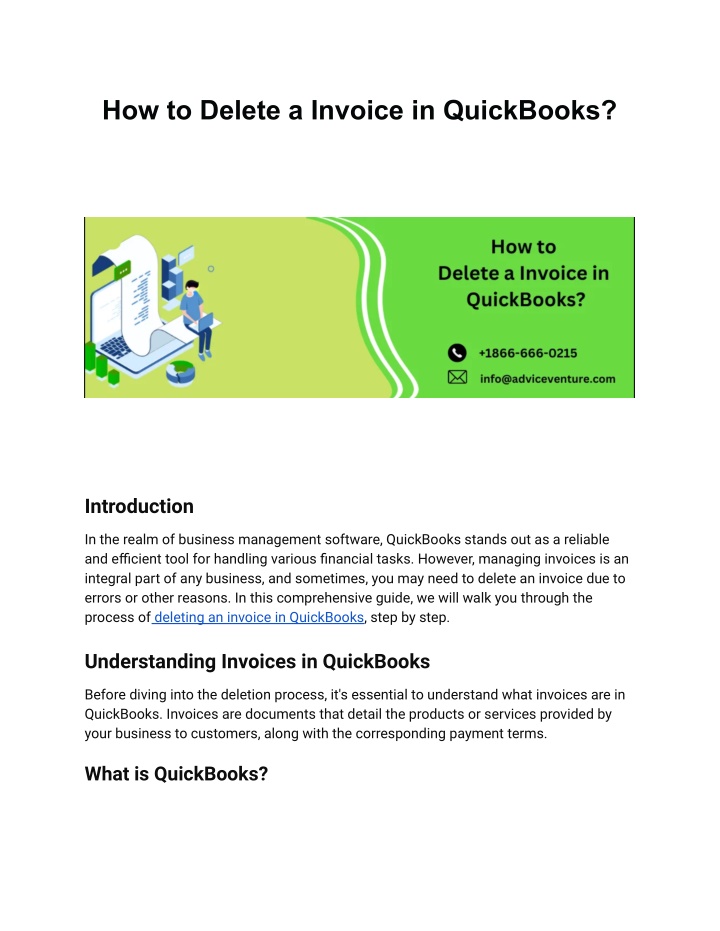 how to delete a invoice in quickbooks