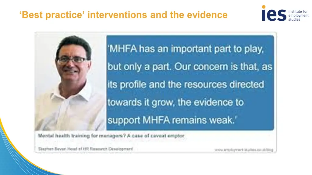 best practice interventions and the evidence