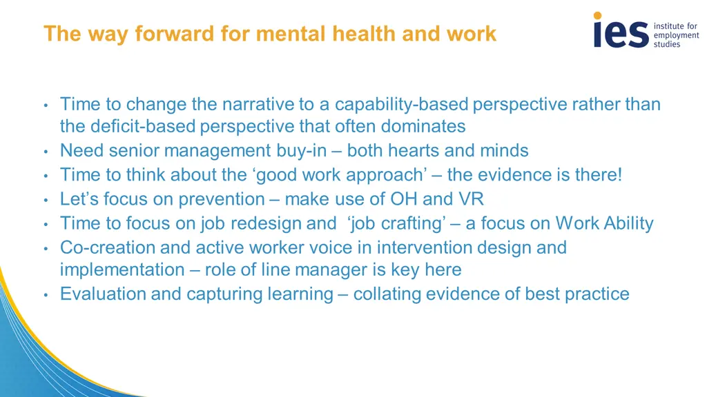 the way forward for mental health and work