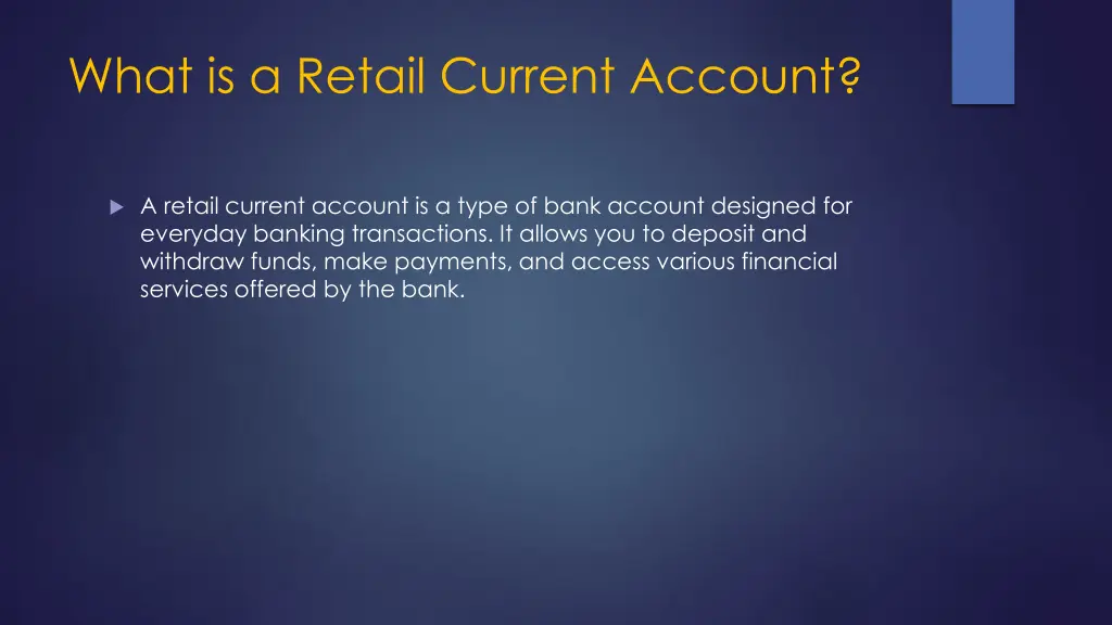 what is a retail current account