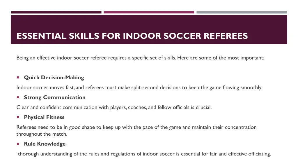 essential skills for indoor soccer referees