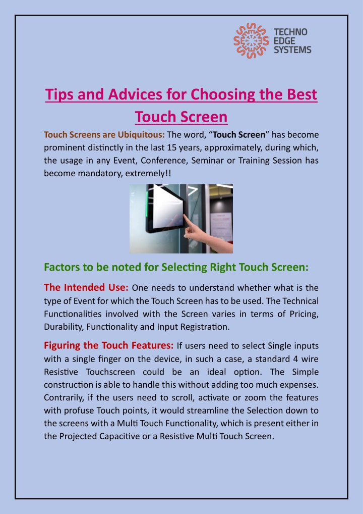 tips and advices for choosing the best touch