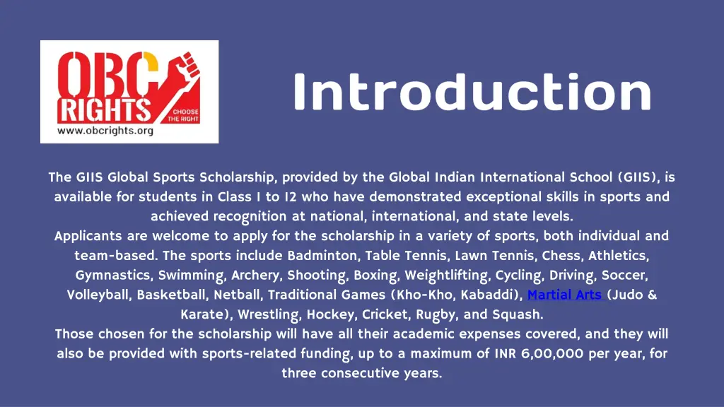 the giis global sports scholarship provided