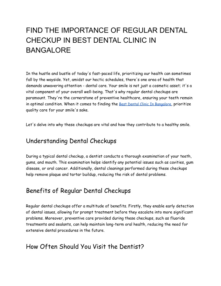 find the importance of regular dental checkup