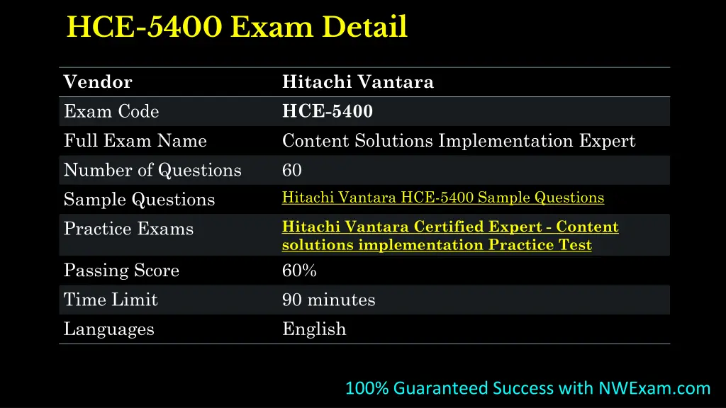 hce 5400 exam detail