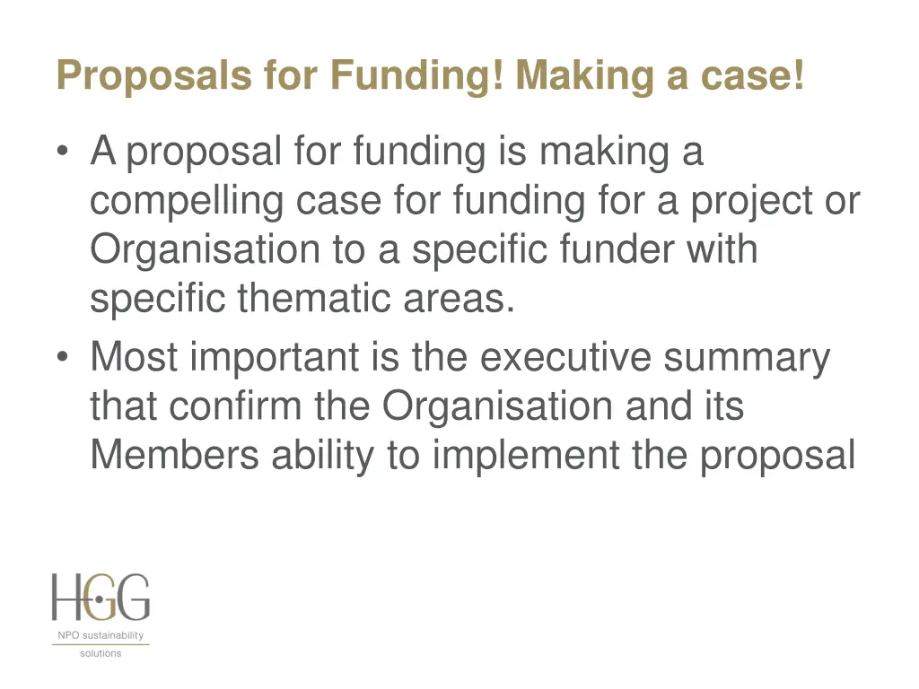 proposals for funding making a case