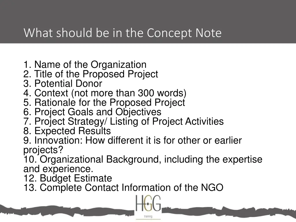 what should be in the concept note