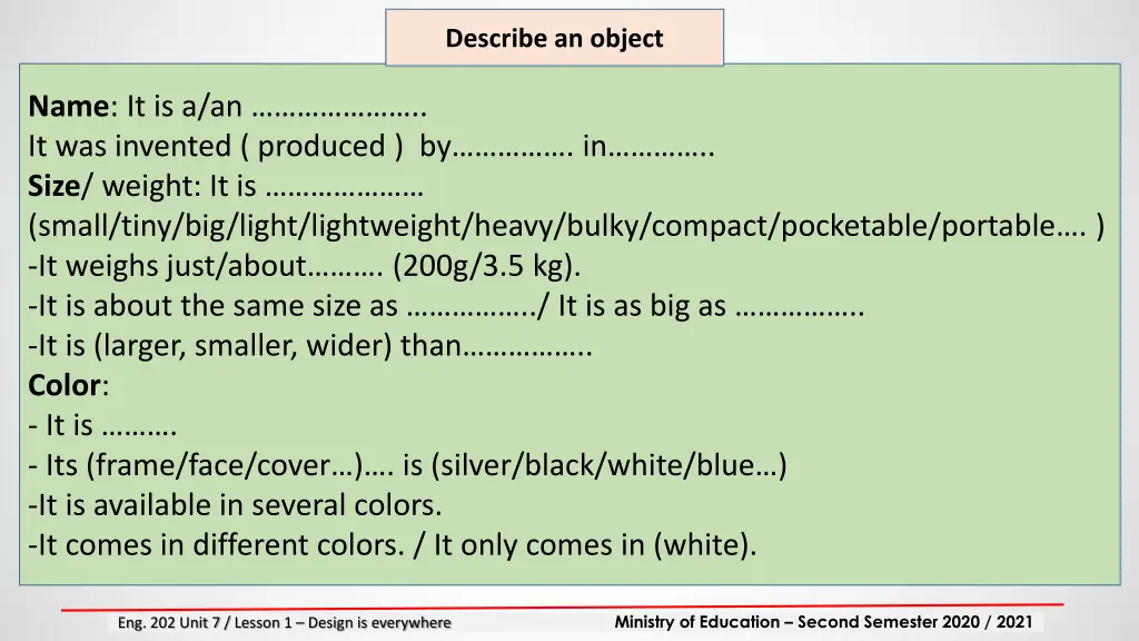 describe an object