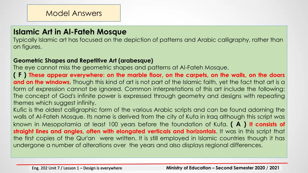 model answers