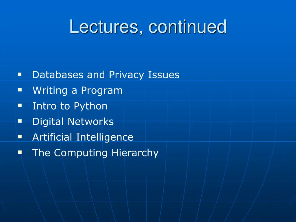 lectures continued 1