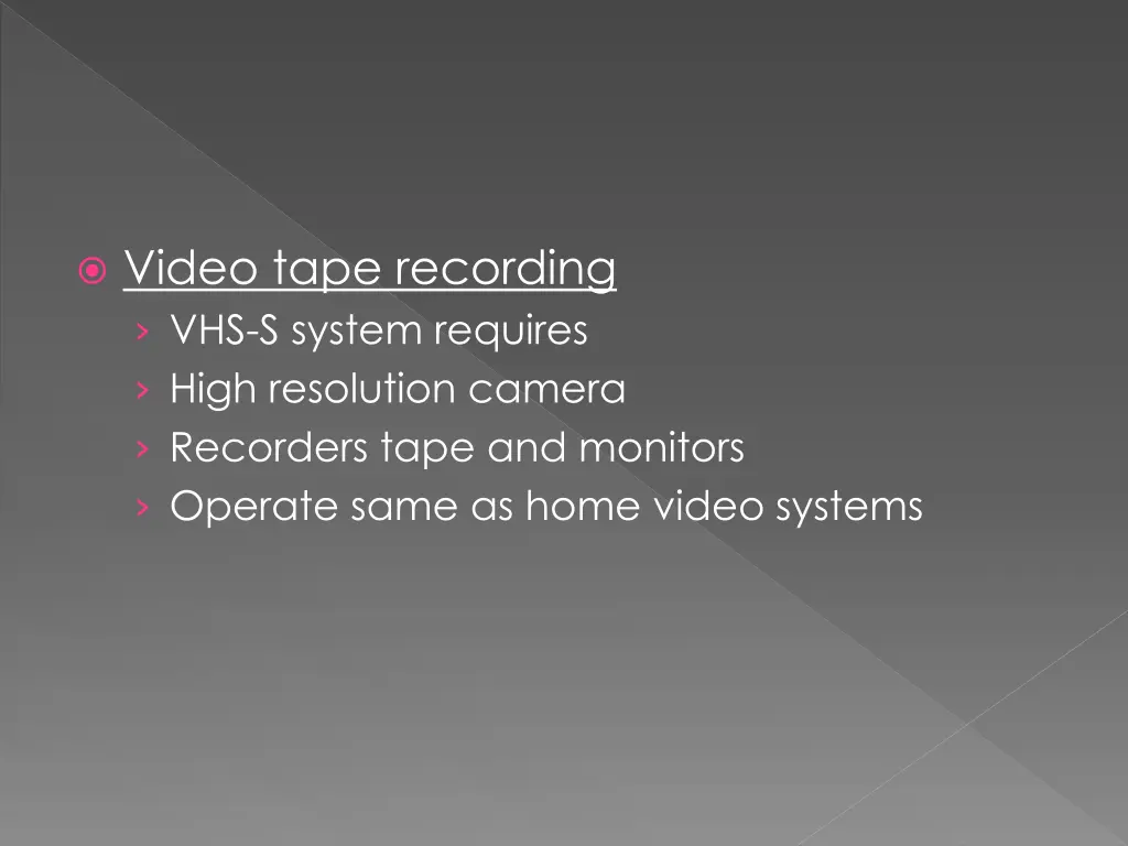 video tape recording vhs s system requires high