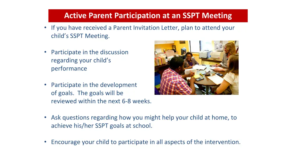 active parent participation at an sspt meeting