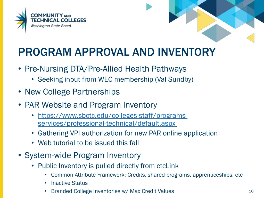 program approval and inventory