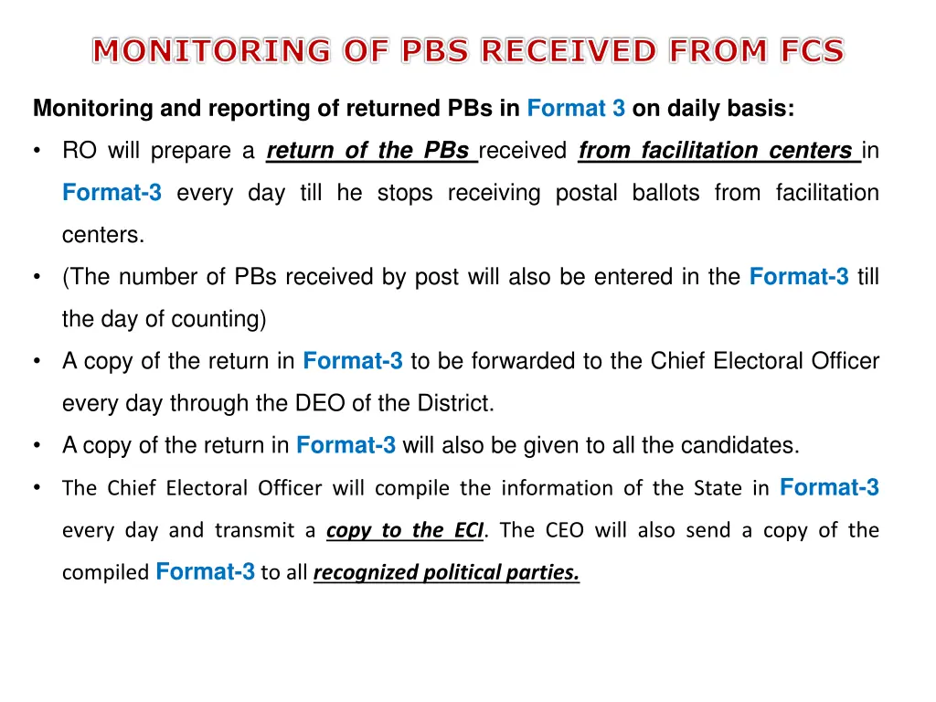 monitoring of pbs received from fcs