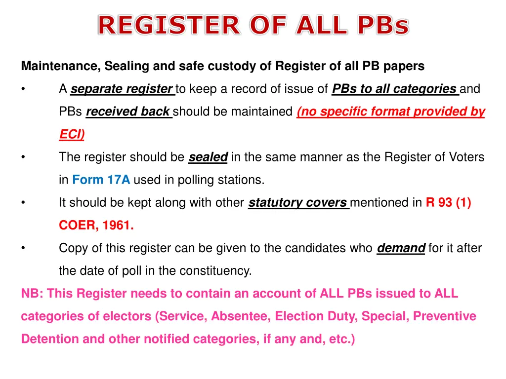 register of all pbs