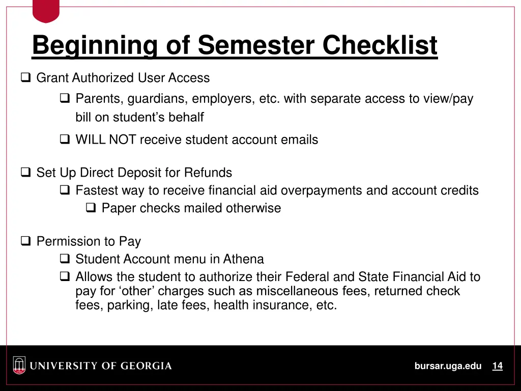 beginning of semester checklist