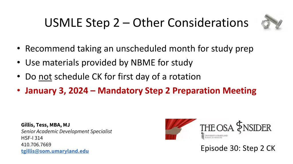 usmle step 2 other considerations