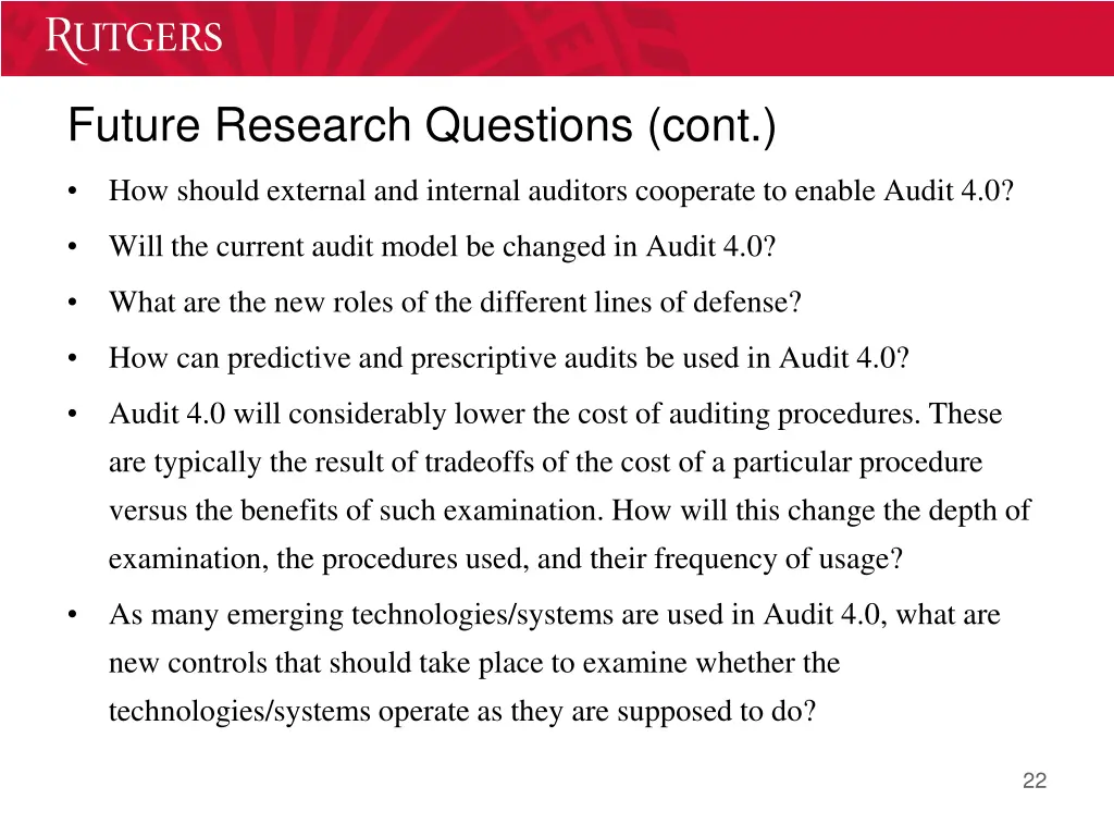 future research questions cont