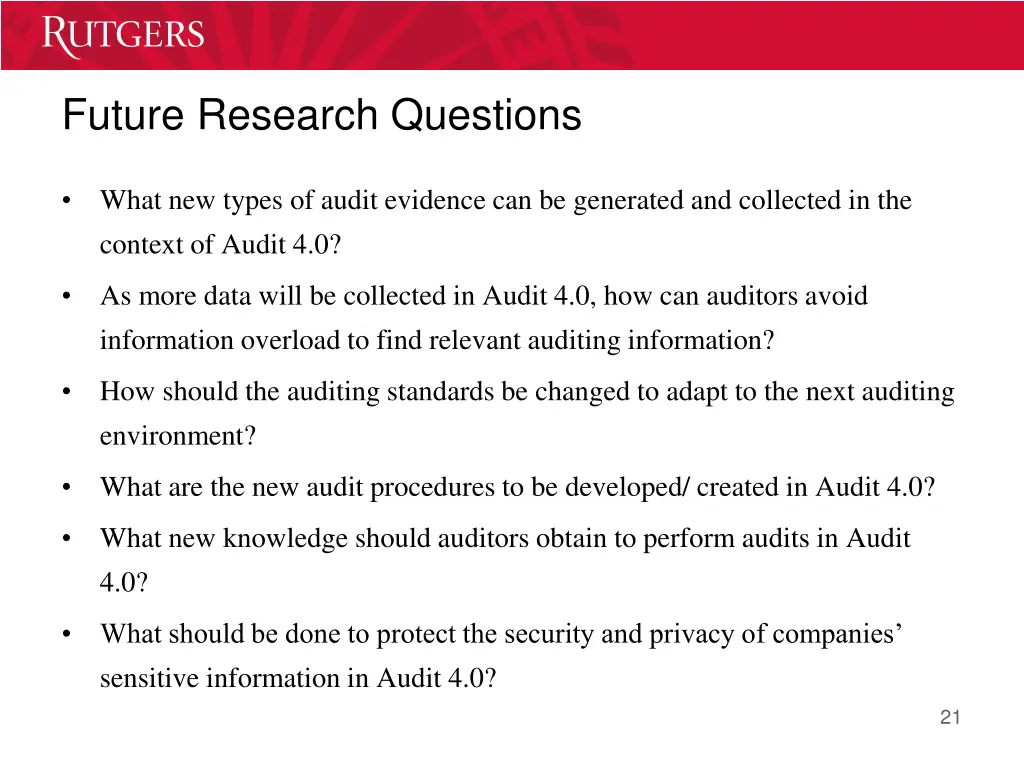 future research questions