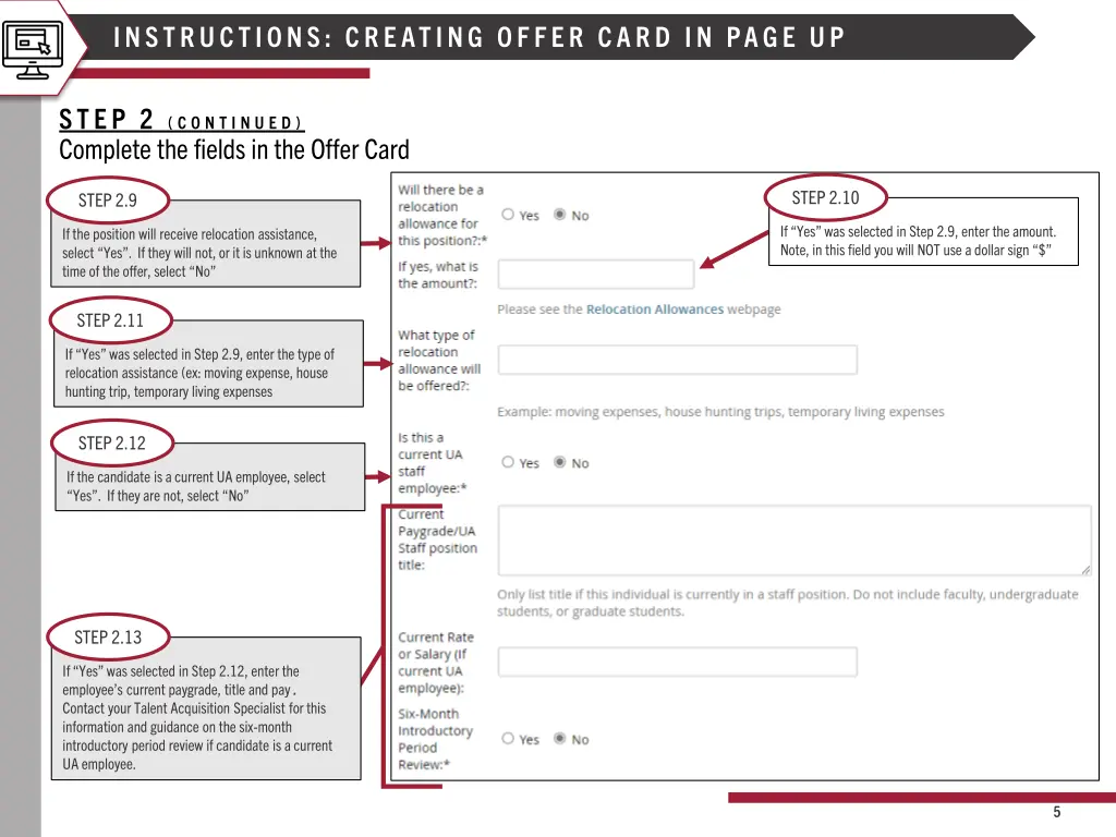 instructions creating offer card in page up 3