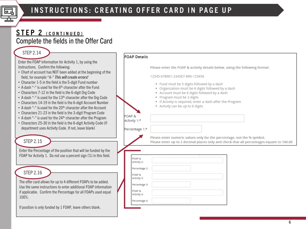 instructions creating offer card in page up 4