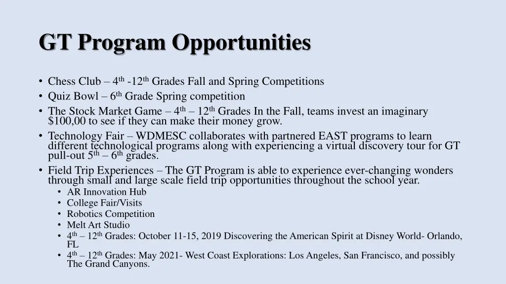 gt program opportunities