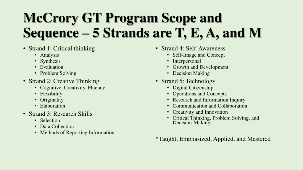 mccrory gt program scope and sequence 5 strands