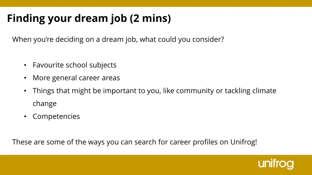 finding your dream job 2 mins