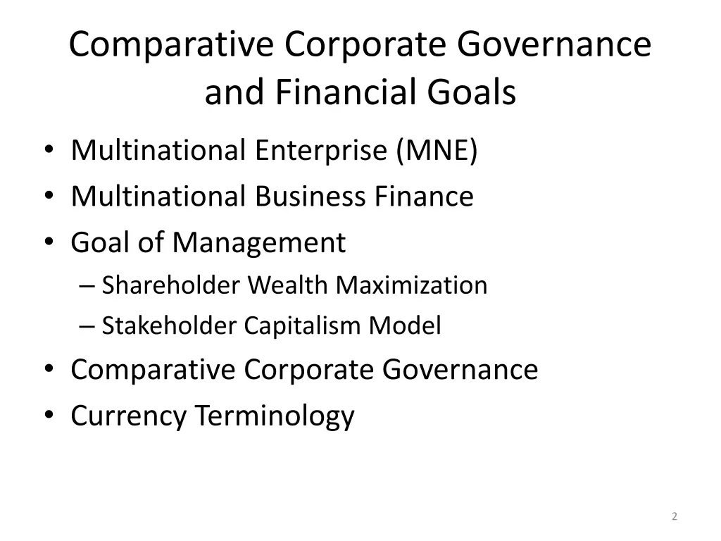 comparative corporate governance and financial