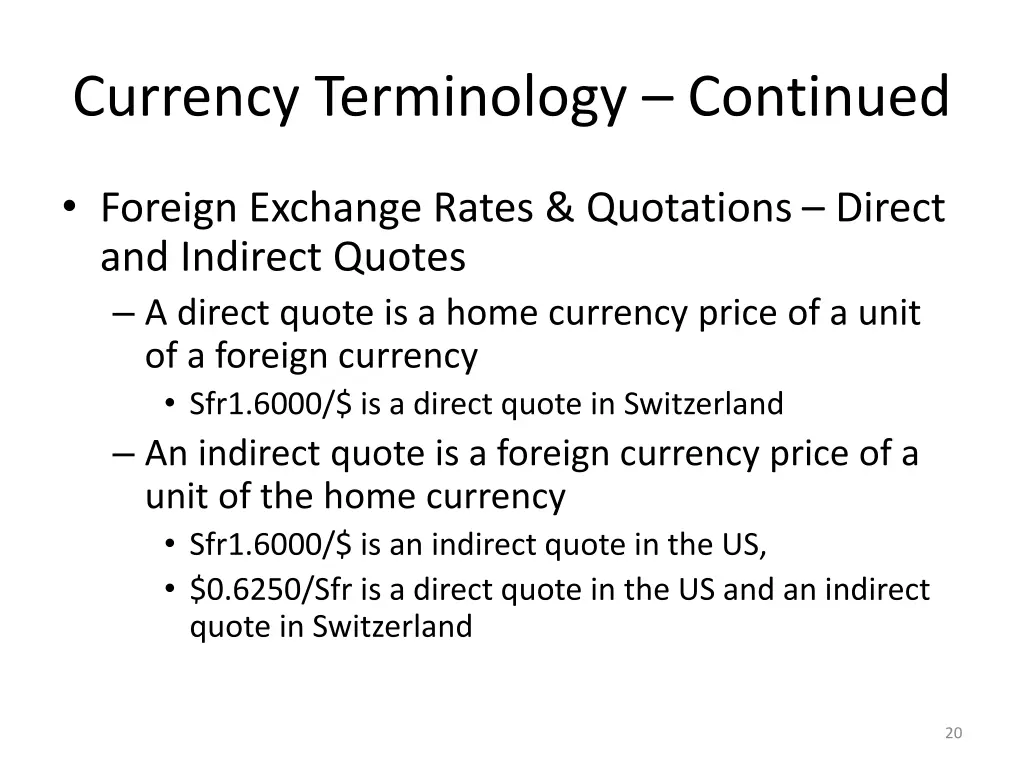 currency terminology continued 1