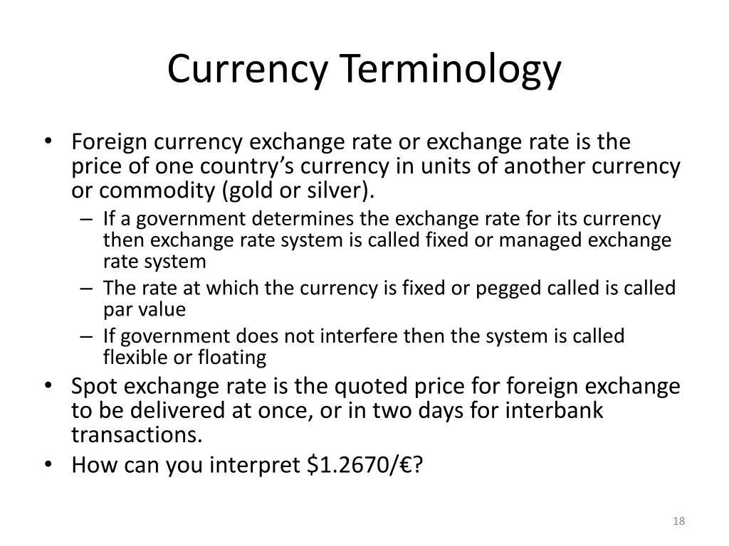 currency terminology