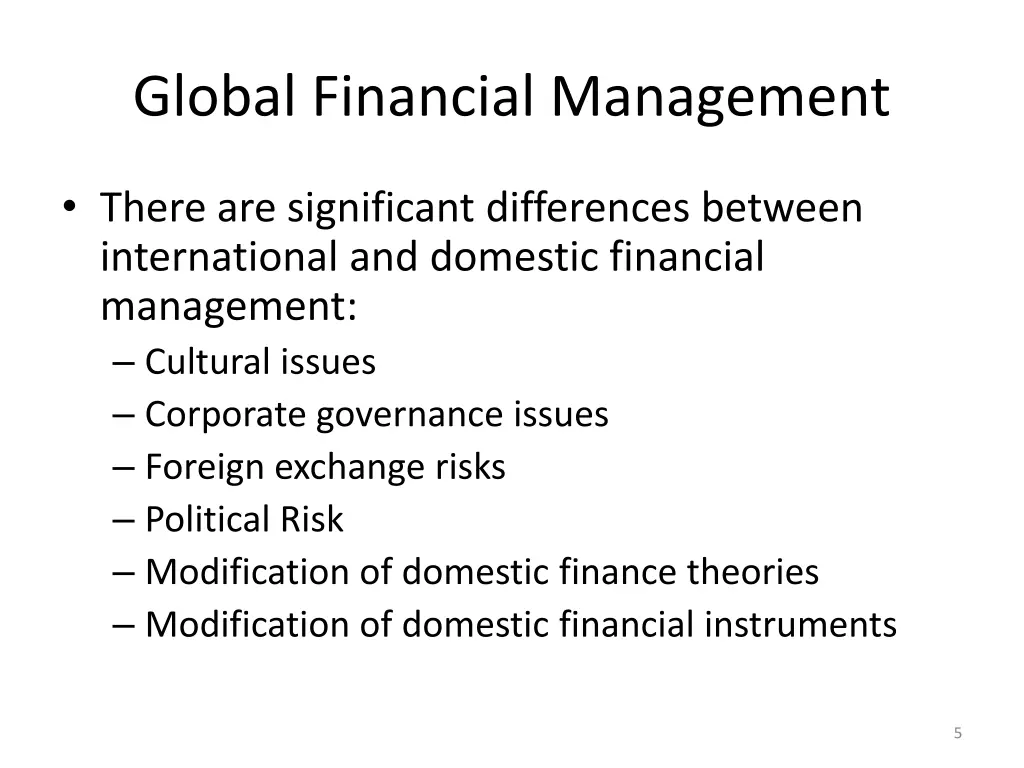 global financial management