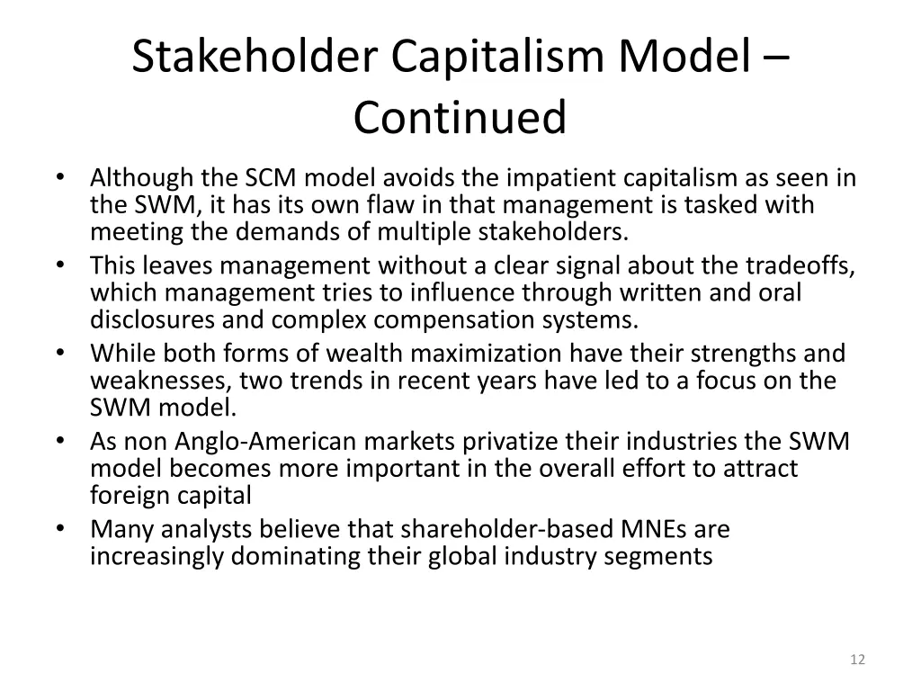 stakeholder capitalism model continued