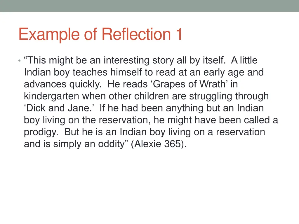 example of reflection 1