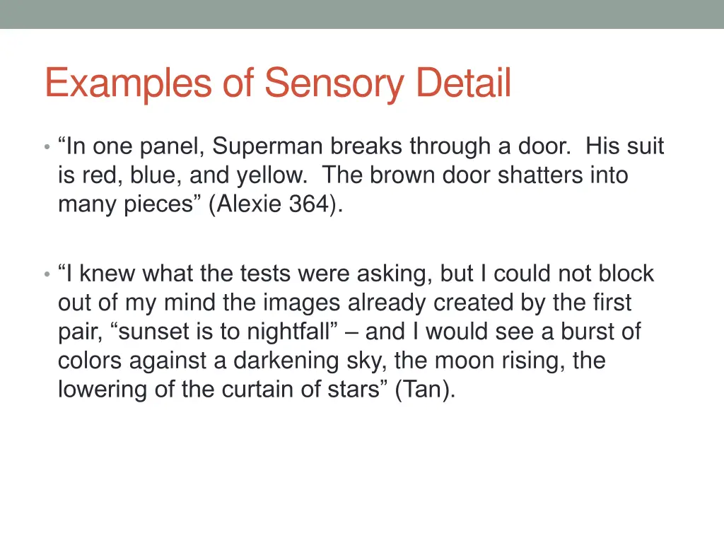 examples of sensory detail