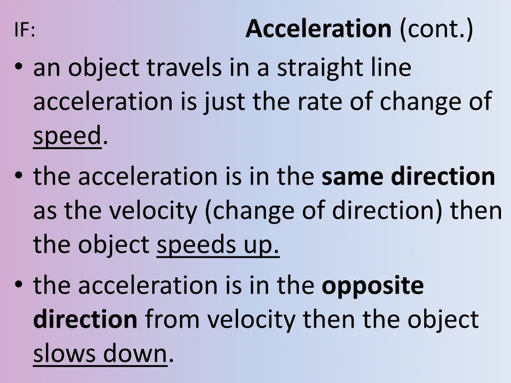 acceleration cont