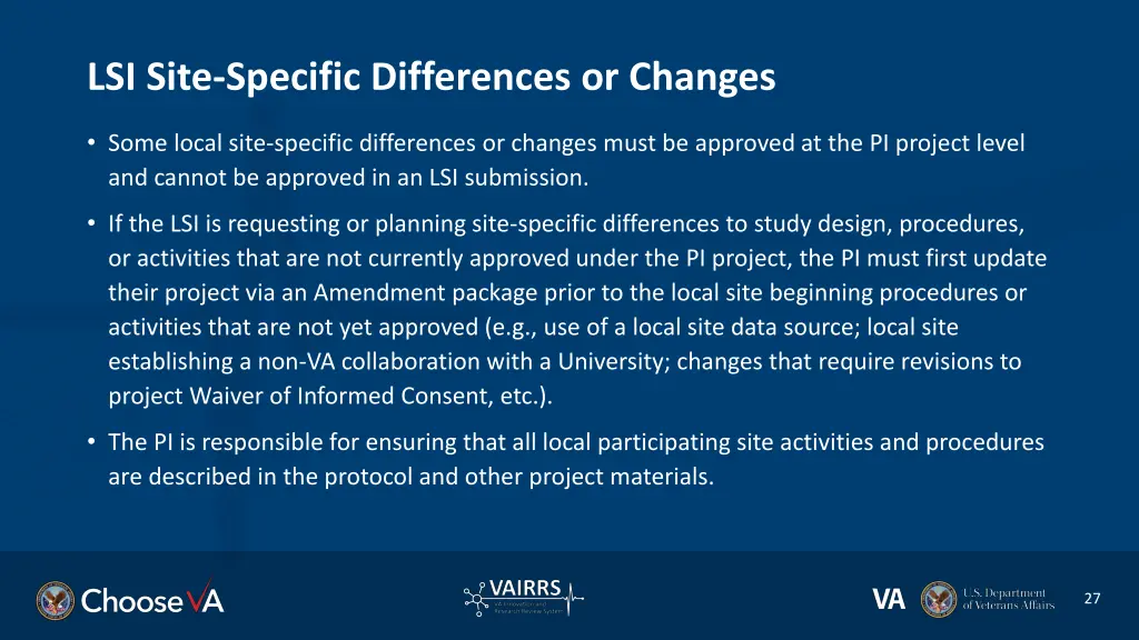 lsi site specific differences or changes 1