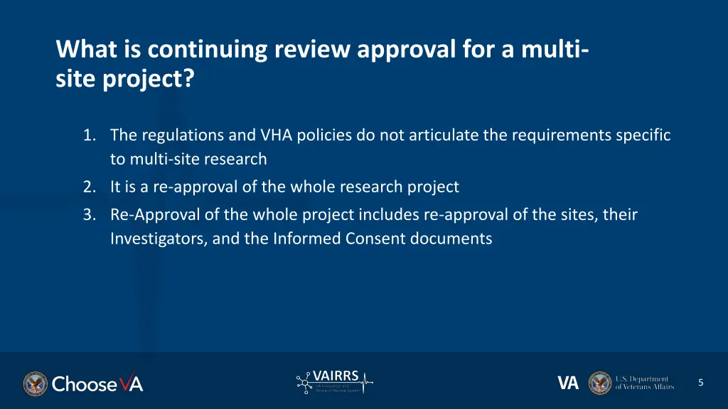 what is continuing review approval for a multi