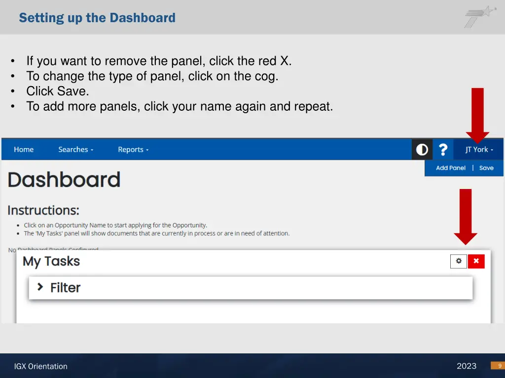 setting up the dashboard 3