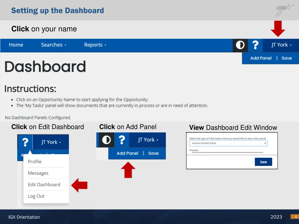 setting up the dashboard