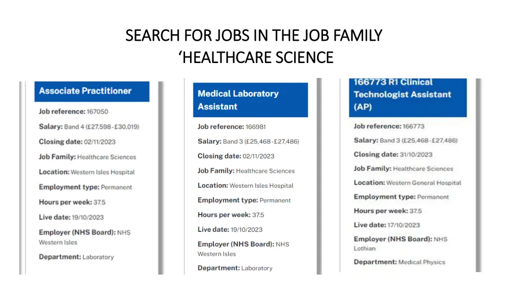 search for jobs in the job family search for jobs