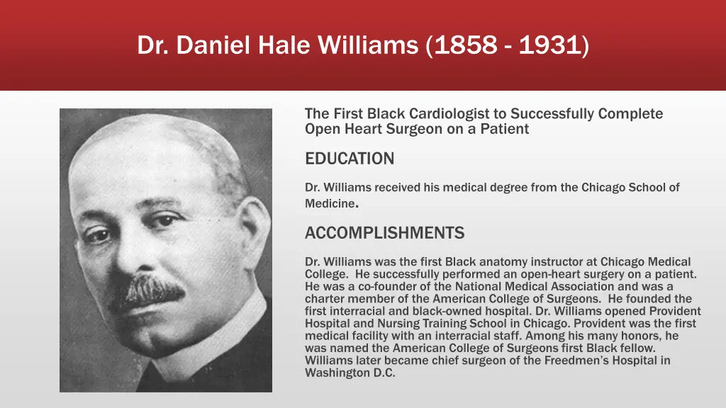 dr daniel hale williams 1858 1931